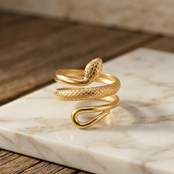 Detailed Snake Ring (Adjustable)