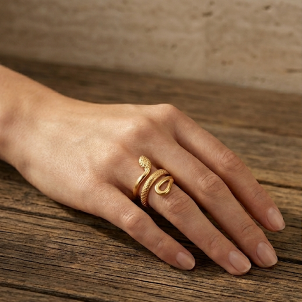 Detailed Snake Ring (Adjustable)